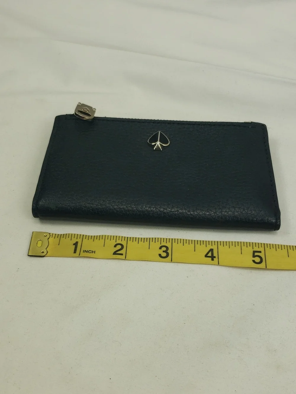 Kate Spade Black Pebbled Leather Zip Card Case Small Wallet